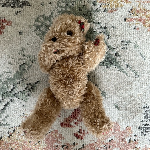 Vintage Shaggy Jointed Brown & Plaid Kiss Blowing Teddy Bear Plush THE CUTEST - Picture 12 of 15